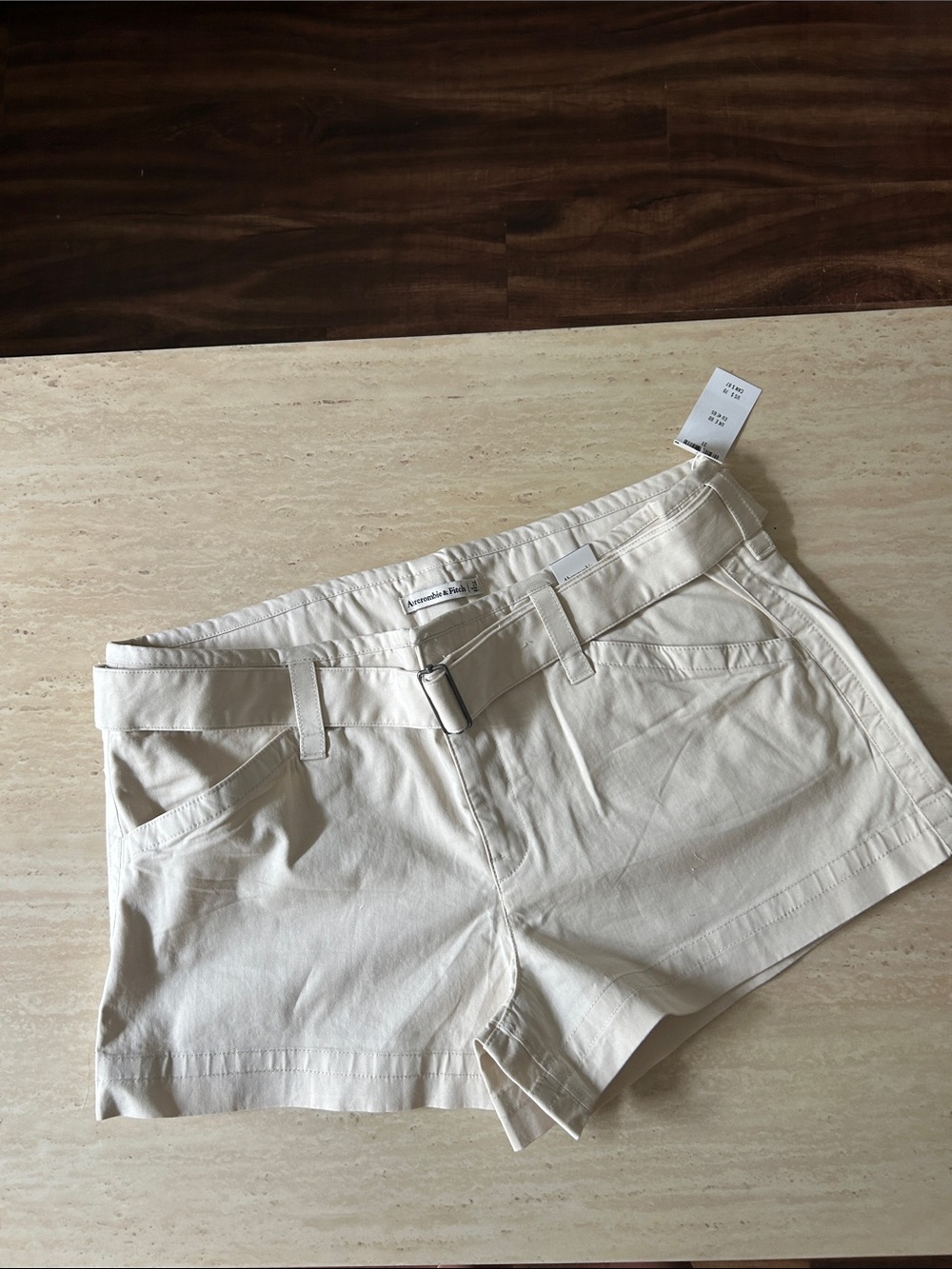 Abercrombie & Fitch Cream Belted Cargo Shorts